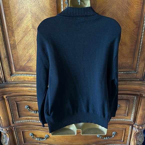 Black front zip sweater with rhinestone, detailed zipper - Picture 4 of 5